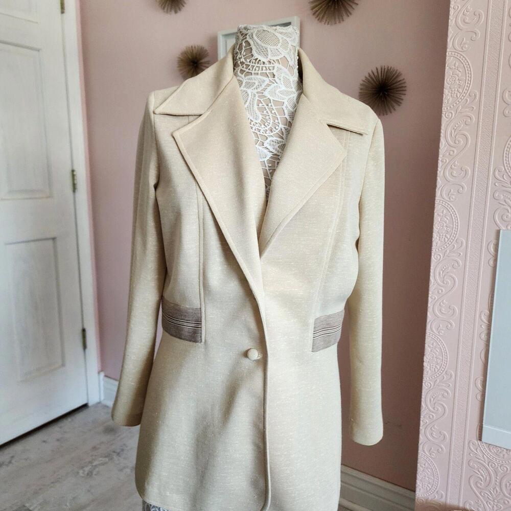 Euc Vintage Mary Martin For John Lench 70s Vintage Blazer Jacket Cream L